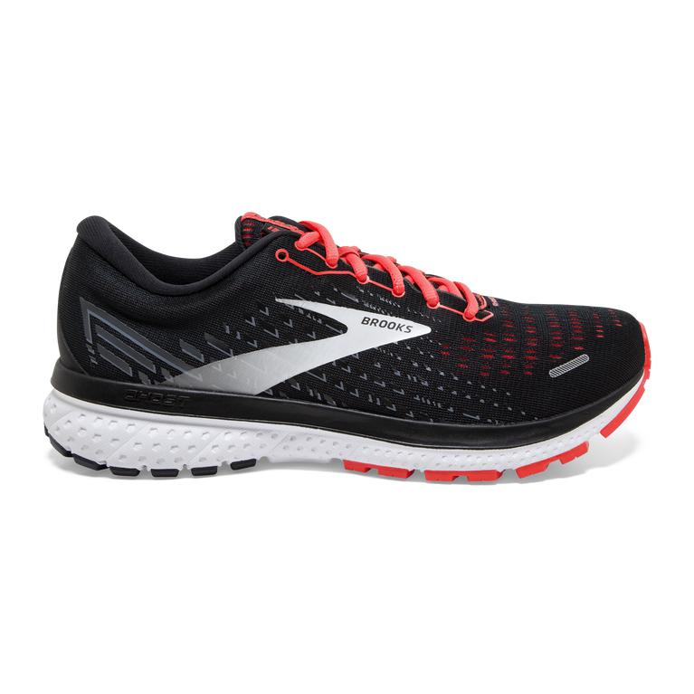 Brooks Women's GHOST 13 Road Running Shoes - Black/Ebony/grey Charcoal/Coral - Canada (HXAMD-3576)